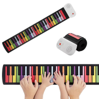 【Bora】充電式兒童彩虹手捲鋼琴(兒童 手捲鋼琴 手捲電子琴 內建鋰電池 軟性電子琴 兒童琴 可捲式電子琴)