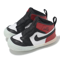 【NIKE 耐吉】休閒鞋 Jordan 1 CRIB Bootie 小童 黑 紅 魔鬼氈 皮革 嬰兒鞋 學步鞋 AJ1(HJ9289-061)