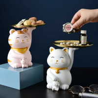 New Chinese Creative Fortune Tiger Tray Decoration Kitchen Living Room Candy Tray Porch Key Storage Basket Home Organization