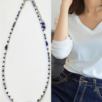 Original Design New Chinese Style Lapis Lazuli White Turquoise Striped Necklace Versatile Jewelry Exquisite Clavicle Chain