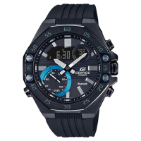 【CASIO 卡西歐】EDIFICE 藍牙智慧錶 雙顯 男錶 橡膠錶帶 防水100米(ECB-10PB-1A)
