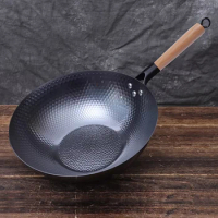 32 Iron Wok Nonstick Stir Fry Pan Kitchen Cookware Chinese Traditional Iron Wok,for Gas Stove Induction Cooker