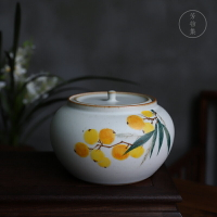 景德鎮純手工茶葉罐陶瓷復古中式手繪儲茶罐家用散茶罐枇杷楊梅果