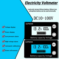 Battery Capacity Indicator DC 8V-100V Lead Acid Lithium LiFePO4 Car Motorcycle Voltmeter Voltage Gauge 12V 24V 48V 72V