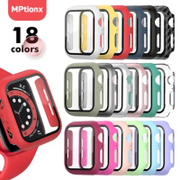 Glass+Matte Watch Cover for Apple Watch Case 45mm 41mm 44mm 40mm 42mm 38mm Bumper+Screen Protector for Iwatch SE 8 7 6 5 4 3 2 1