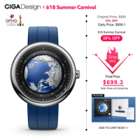 CIGA Design Blue Planet Watch for Men Luxury Mechanical Automatic Watches Stainless Steel / Titanium Case Man Wrist Timepiece