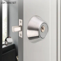 1 Set Stainless Steel Invisible Door Lock Round Door Knobs Handle with Key for Bedroom Living Room Bathroom Hardware Lockset