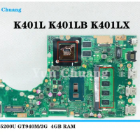 EOENKK K401LB Motherboard For ASUS K401L K401LB K401LX Laptop Mainboard Mainboard Test OK GT940M/2G I5-5200U 4GB RAM 100% fully