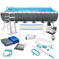 INTEX 26364 7.32*3.66*1.32m Rectangle Frame Large Above Ground Steel Swimming Pool &amp; Accessories Included