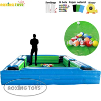 6X4M Giant Inflatable Human Snooker Football Billiard Table Pool With 16 Balls/Blower Sports Games For Adults Kids
