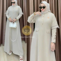 Uni Ara - Dress ( DUBAI ) Dress Premium || Gamis Wanita Kekinian - Cream
