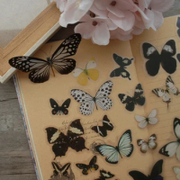 28pcs Mysterious White Blue Black Butterfly Style Sticker Scrapbooking DIY Gift Packing Label Decoration Tag