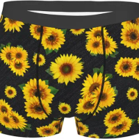 Men's Underwear Boxer Briefs Sunflower Boxer Brief Soft Breathable Stretch Wide Waistband Underwear for Men Boys