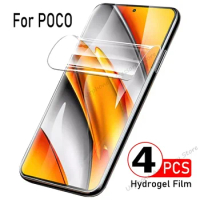 4PCS For POCO F5 F4 F3 GT Hydrogel Film For POCO X5 X4 X3 NFC F2 M3 M4 Pro 5G Gel Film Screen Protectors For POCO C65 C40 M5 M5S