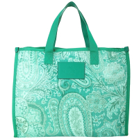 ETRO Paisley 變形蟲花紋塗層尼龍帆布購物包(綠色)