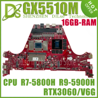 KEFU GX551QS Laptop Motherboard For ASUS GX551QR GX551QM Mainboard W/R7-5800H R9-5900H CPU RTX3060 RTX3070 RTX3080 GPU 16GB-RAM