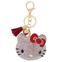 【震撼精品百貨】Hello Kitty 凱蒂貓~日本三麗鷗sanrio KITTY造型麂皮水鑽吊飾-紅大臉*26207