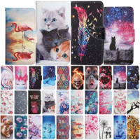 Cute Flower Cat Painted Leather Flip Case For Sony Xperia 1 ii 5 iii 10 III 10iii Wallet Card Holder Stand Phone Book Cover Etui