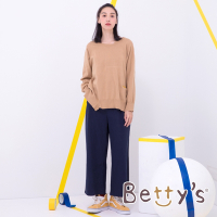 betty’s貝蒂思　側邊壓飾休閒寬褲(深藍)