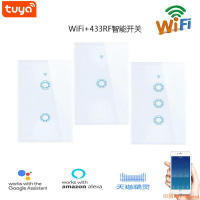 Tuya WiFi智能+433RF墻壁開關支持Google home Alexa天貓精靈語音