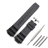 Resin strap men's watch accessories pin buckle for Casio G-SHOCK DW-9052 9050 9051 004C black sports waterproof rubber strap
