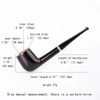 MUXIANG Briar Tobacco Pipe Handmade Smoke Wood Pipe Straight handle billiard pipe vulcanized rubber pipe mouth silver ring
