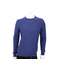 TRUSSARDI 藍色刺繡LOGO羊毛長袖上衣(50%WOOL)