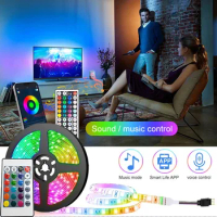 LED RGB Strip Lights Bluetooth Control 12V Room Decoration Smart Tv Backlight Control Color Sync Changing Led Strip Light Kit
