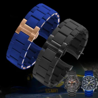 Plastic Coated Steel Watch Band for Citizen Blue Angel At8020-54l Air Eagle Jy8035 Waterproof Sweat-Proof Watch Band 23mm Men