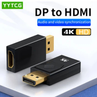 4K HD DisplayPort to HDMI -Compatible Adapter Video Audio Male DP to HDMI Female HD TV Cable Converter for Monitor Projector