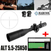 Marcool 5.5-25x50 Riflescope FFP SFIR Tactical Big Handwheel Turrets Hunting Optics Scope Glass Reticle Sniper Sight .223 .308