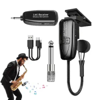 Saxophone Microphone Clip-On Instrument Microphone Wireless Receiver and Transmitter for Sax and Trumpet Trumpet Microphone