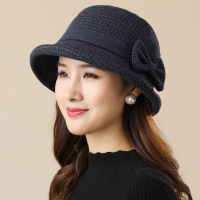 毛呢盆帽漁夫帽子 秋冬季中老年人帽子女加厚毛呢漁夫帽媽媽春秋盆帽老太太奶奶布帽