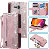 9 Cards Wallet Case For Sony Xperia XZ2 Compact Case Card Slot Zipper Flip Folio with Wrist Strap Carnival Sony XZ2Compact Cover