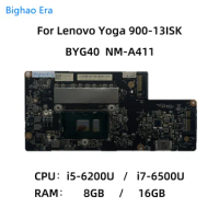 BYG40 NM-A411 For Lenovo Yoga 900-13ISK Laptop Motherboard With i5-6200U i7-6500U CPU 8G/16GB-RAM 5B20K48468 5B20K48454 100% New