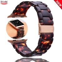 Resin strap For Apple watch band 44mm 40mm iwatch 42mm 38mm stainless steel Watchband bracelet for Applewatch series 5 4 3 Se 6