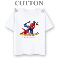 Spiderman Cartoon Japanese Anime Pure Cotton T Shirt for Children Kids Clothes Tops Tee Boys Girls Baby Cute T-shirt