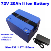 Rechargeable Battery 72v 20ah Lithium ion battery pack with BMS for 72V electric surfboard ecooter motorcycle+2A Charger