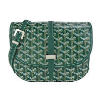 GOYARD BELVEDERE 經典LOGO防水帆布翻蓋馬鞍斜包-小/綠