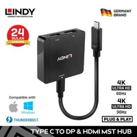 LINDY 43304 MST Hub USB Type C to DisplayPort & HDMI Converter Adapter