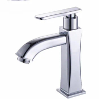 G1/2 Zinc Alloy Electroplated Chrome Face Basin Faucet, Single Hole Single Cold Vertical Tap Sanitary Ware