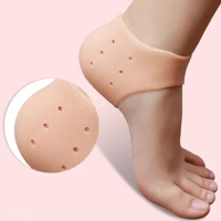 2pcs/Pair Silicone Feet Care Socks Moisturizing Gel Heel Socks Feet Protector with Hole Cracked Foot Skin Care Foot Care Tool