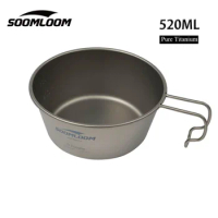 Soomloom Outdoor Titanium Sierra Cup With Handle Tableware Outdoor Camping Titanium Bowl Cookware for Picnic Bushcraft Camping