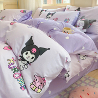 2026 Sanrio cartoon four-piece set, all-cotton duvet cover, dormitory print, children's three-piece 