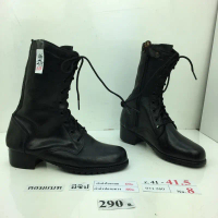 รองเท้าคอมแบท รองเท้าจังเกิ้ล มีซิปข้าง Combat boots with zippered sides. รองเท้าทหาร หนังสีดำ มือสอ