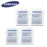 SAMSUNG EVO Plus SD Card 32GB SDHC V10 C10 64GB U1 128GB 256GB SDXC V30 U3 Transfer Speed up to 130MB/s Camera Memory Card