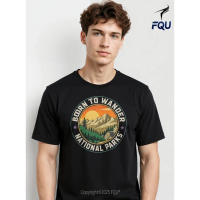 FQU Born to Wander America's National Parks T-shirt Vintage Bold for Halloween and Christmas Fun Cre