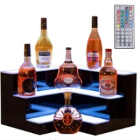 acrylic corner LED wine bottle display shelf for bar countertop luicte liquor bottle stand rack