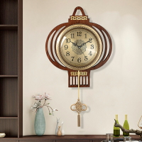 新中式掛鐘客廳中國風鐘表家用時尚大氣輕奢純銅實木時鐘掛墻古典