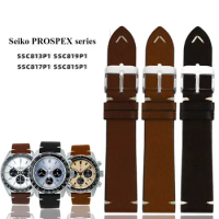 Italian cowhide men's watch strap for Seiko PROSPEX Series SSC813P1 SSC909P1 SSC817P1 SSC815P1 Genuine Leather Watchband 20MM